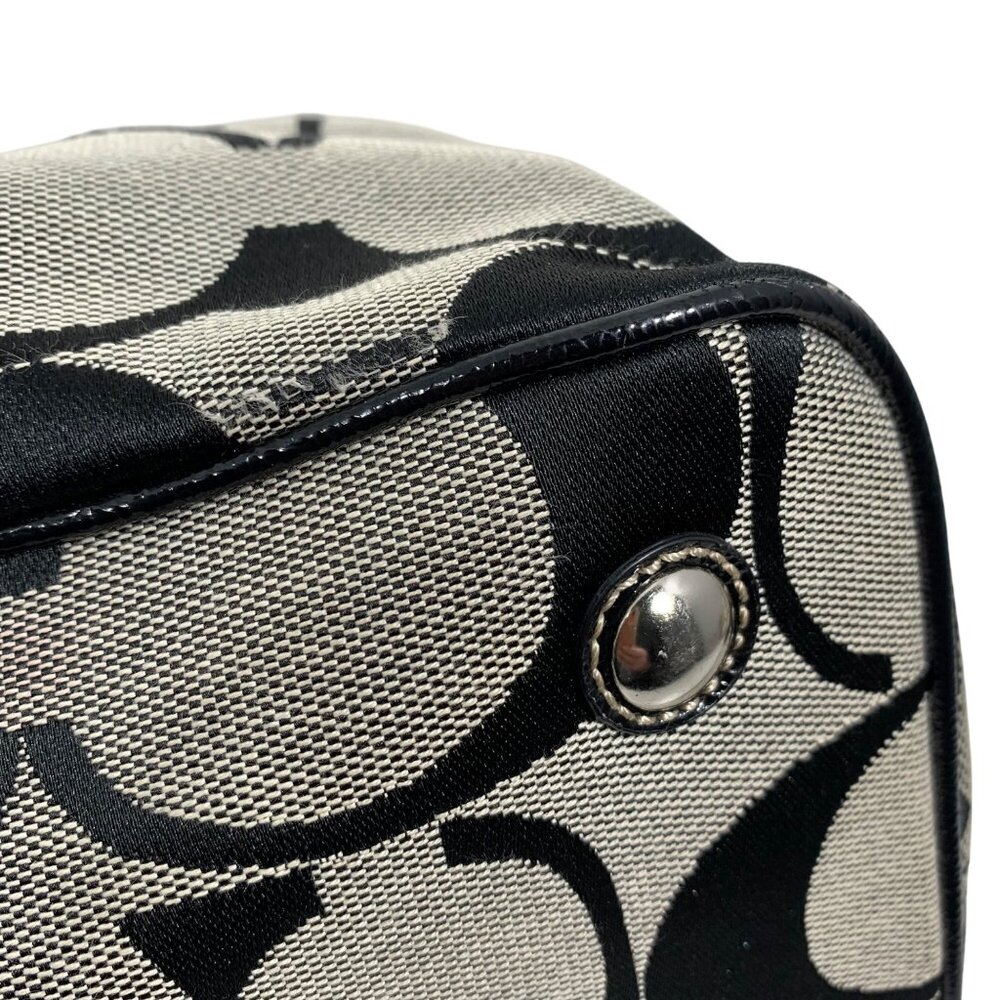 COACH Signature Stripe Carryall Satchel Handbag F19190 Kisslock Trio Pouch Bag - Picture 9 of 10